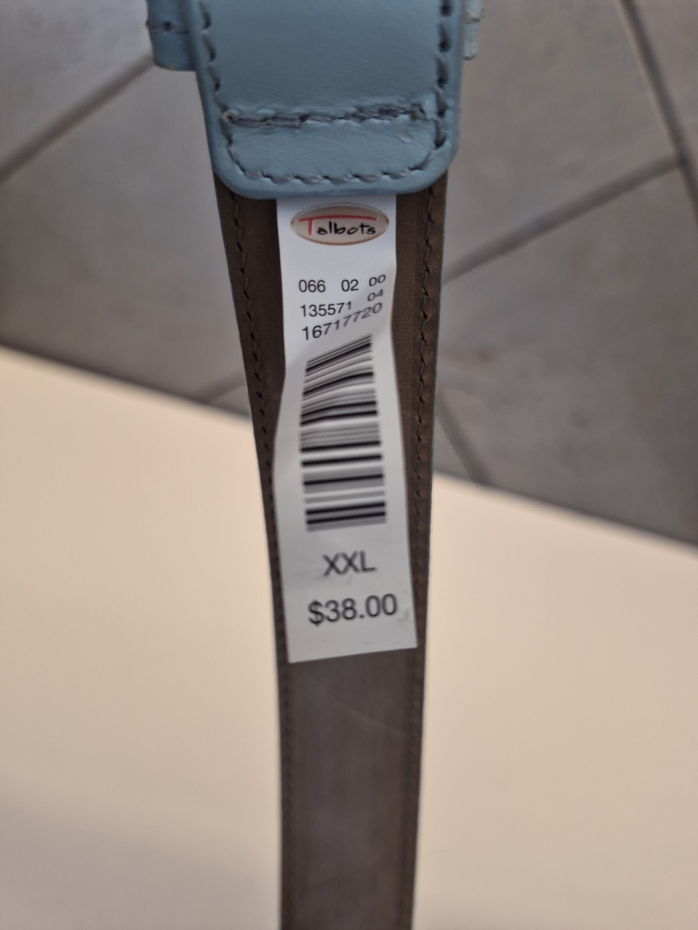 Talbots Light Blue Leather Belt with Gold-Tone Buckle - Picture 2 of 3